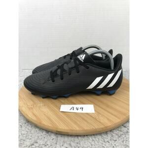 Adidas Mens 8.5 Predator Edge.4 FG Core Black White Blue Soccer Cleats GV9876
